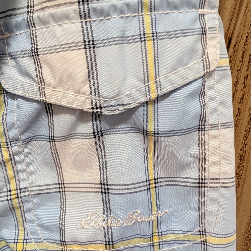 Eddie Bauer Light Blue Plaid Jacket - Picture 4 of 7
